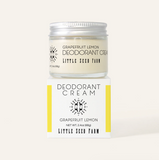 Grapefruit Lemon Deodorant Cream jar and packaging on a white background